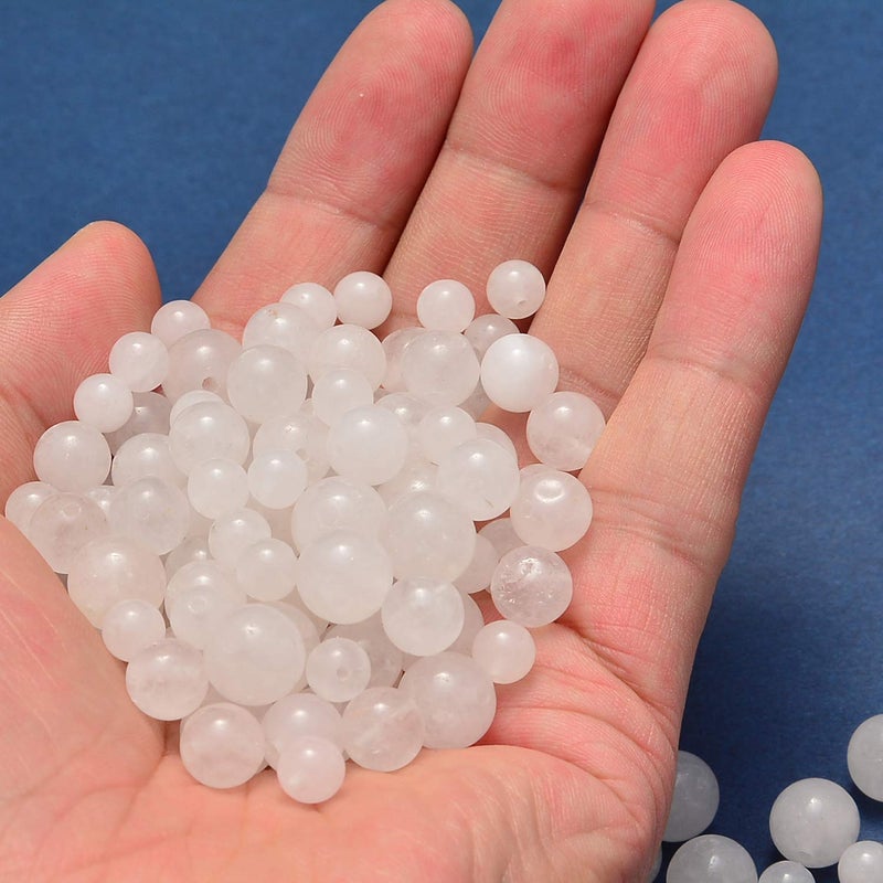 NCB 200pcs 8mm White Jade Loose Beads for Jewelry Making, Natural Semi Precious Beads Round Smooth Gemstones Spacer Beads Charms for Necklaces Bracelets (White Jade, 8mm 200Beads) - Image 4